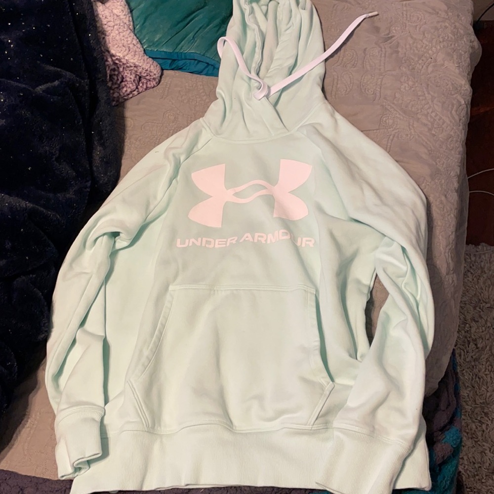 mint green under armor hoodie size large